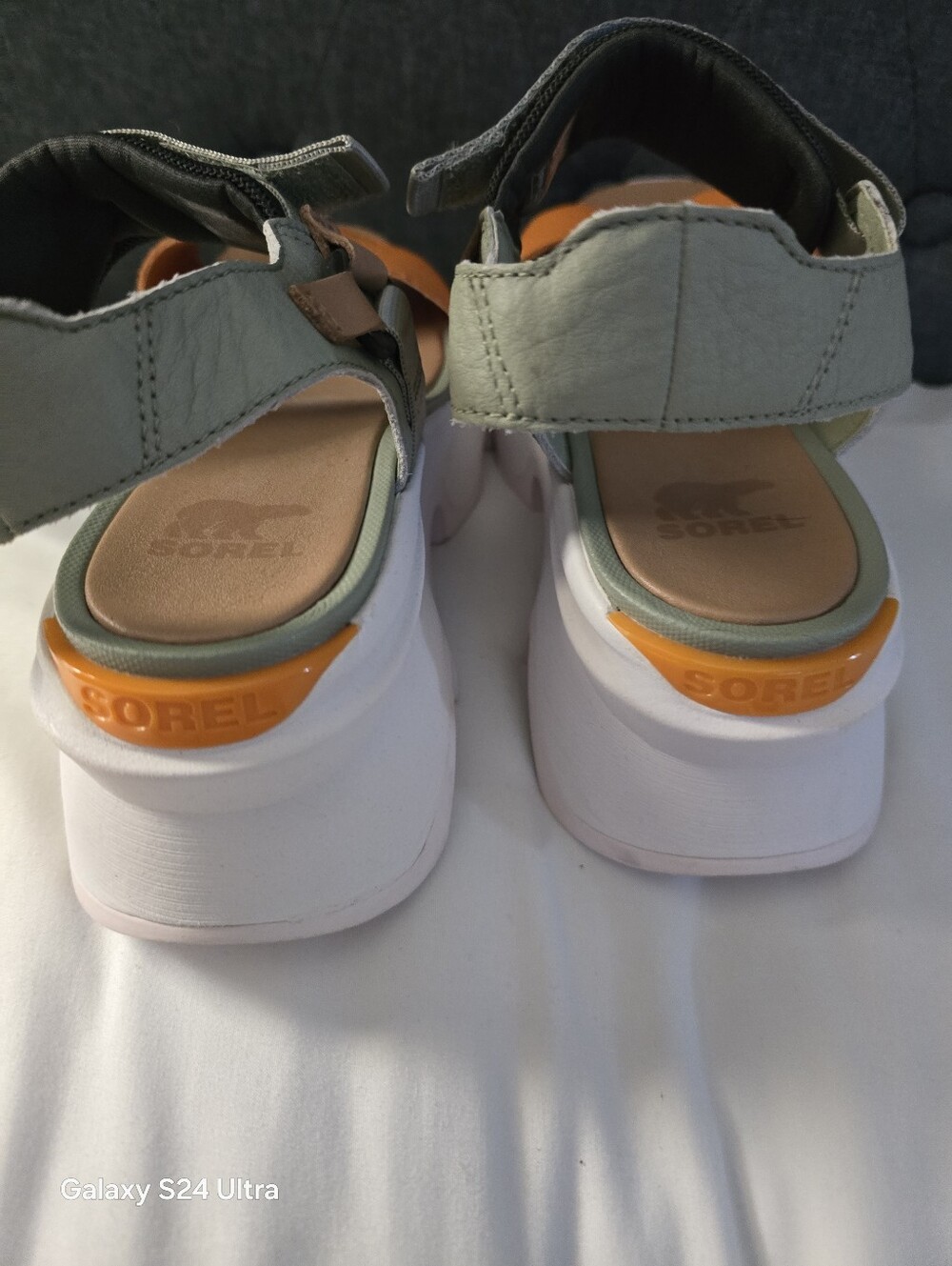 Sorel Kinetic Impact Y Strap High Sandals Womens Orange Green White Size 9 (40) - Picture 10 of 13
